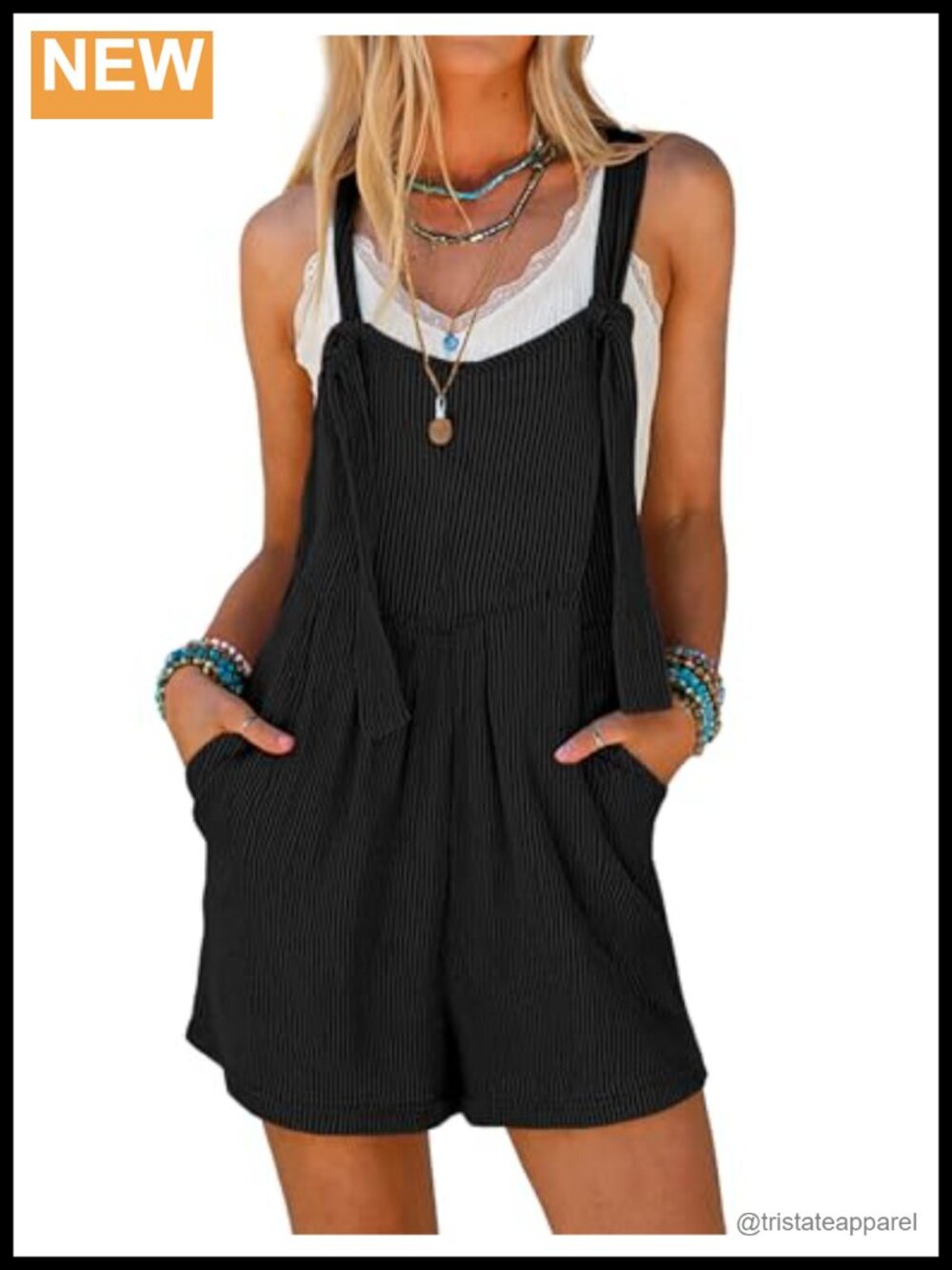 Ekouaer Ribbed Knit Romper Adjustable Straps Pockets Travel Beach